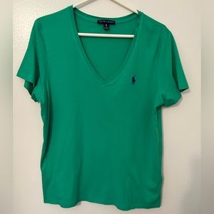 Ralph Lauren Women’s V neck Tee. Size XL Green